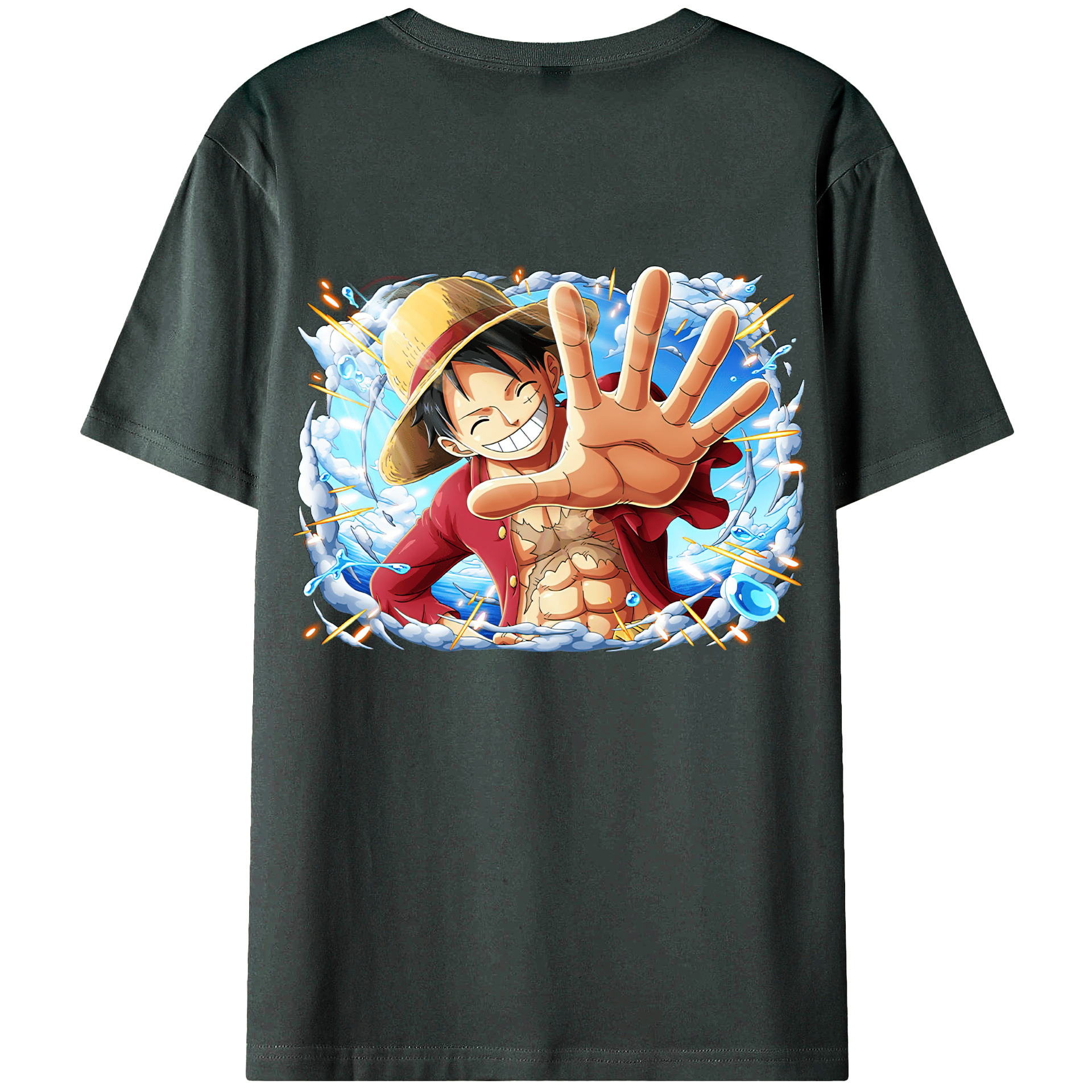 ワンピース モンキー・D・ルフィ ONE PIECE Monkey D. Luffy 綿100％ メンズ半袖Tシャツ（バックプリント） 通気性